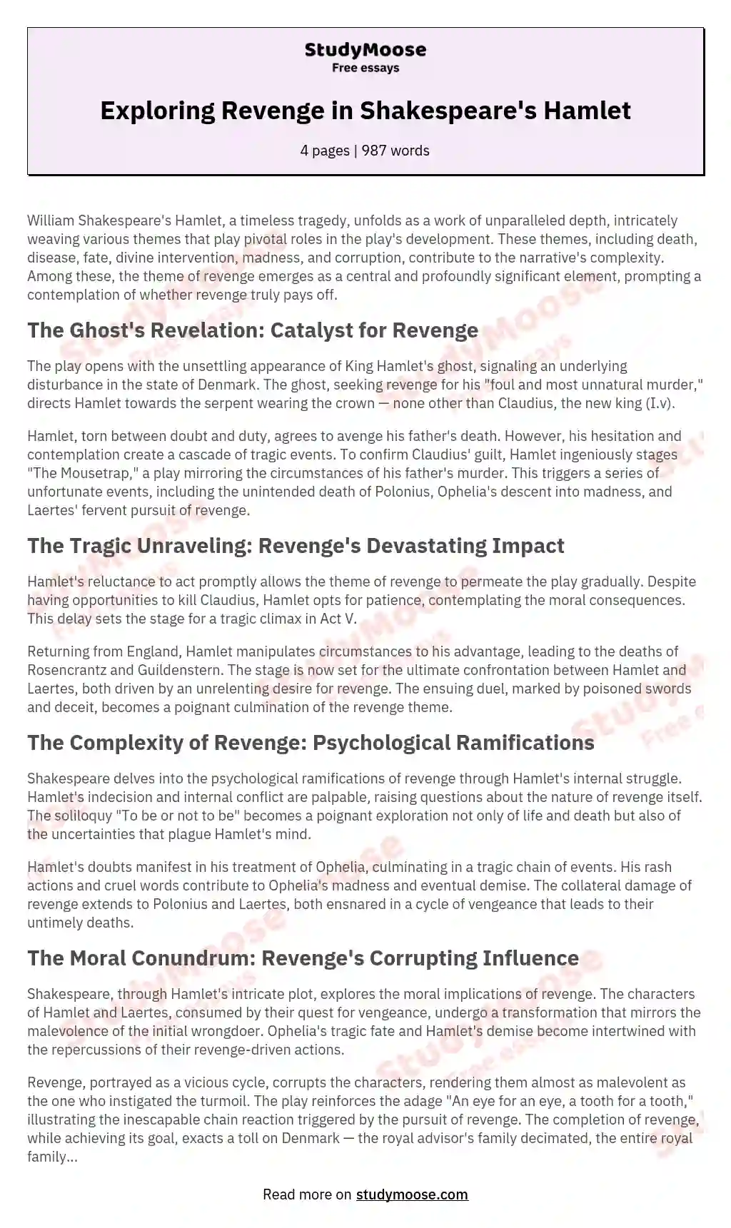 Реферат: Hamlet Revenge Essay Research Paper Revenge