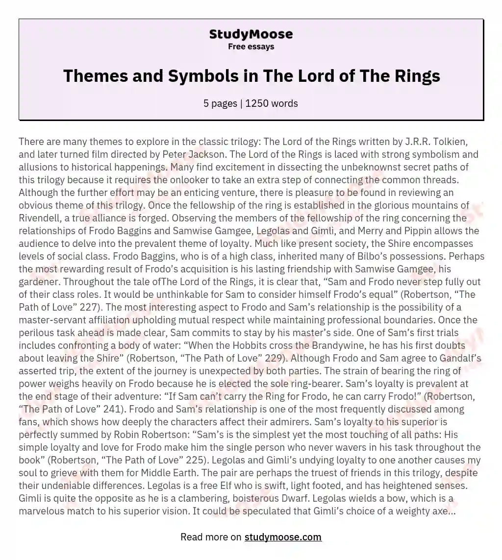 Themes and Symbols in The Lord of The Rings