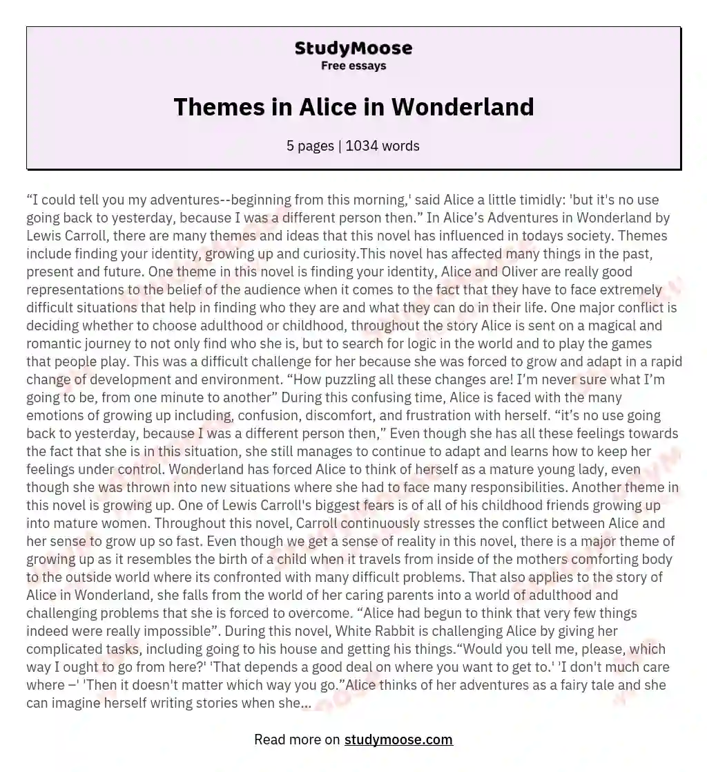 Themes in Alice in Wonderland