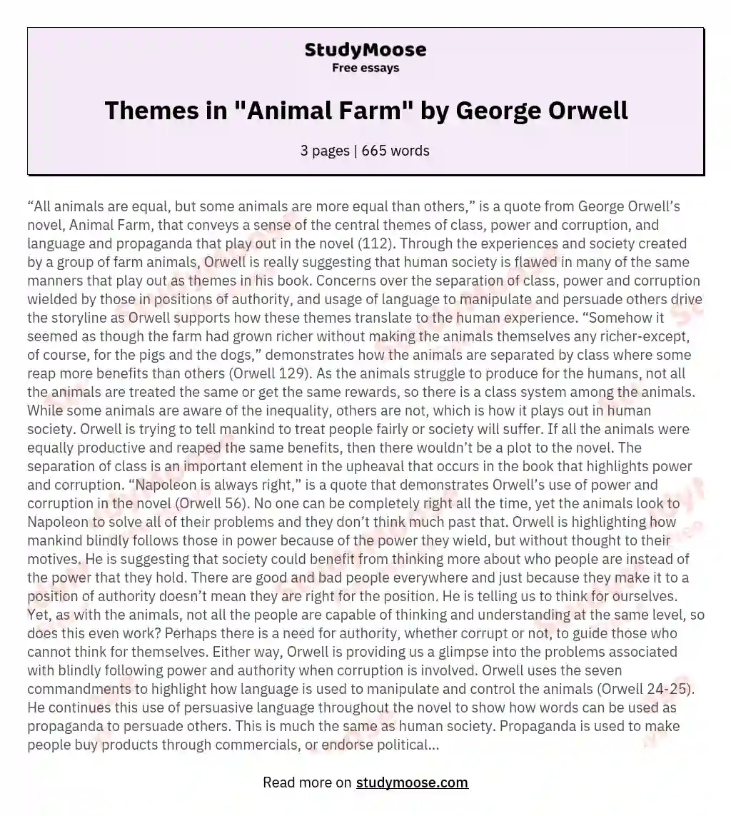 Themes in "Animal Farm" by George Orwell