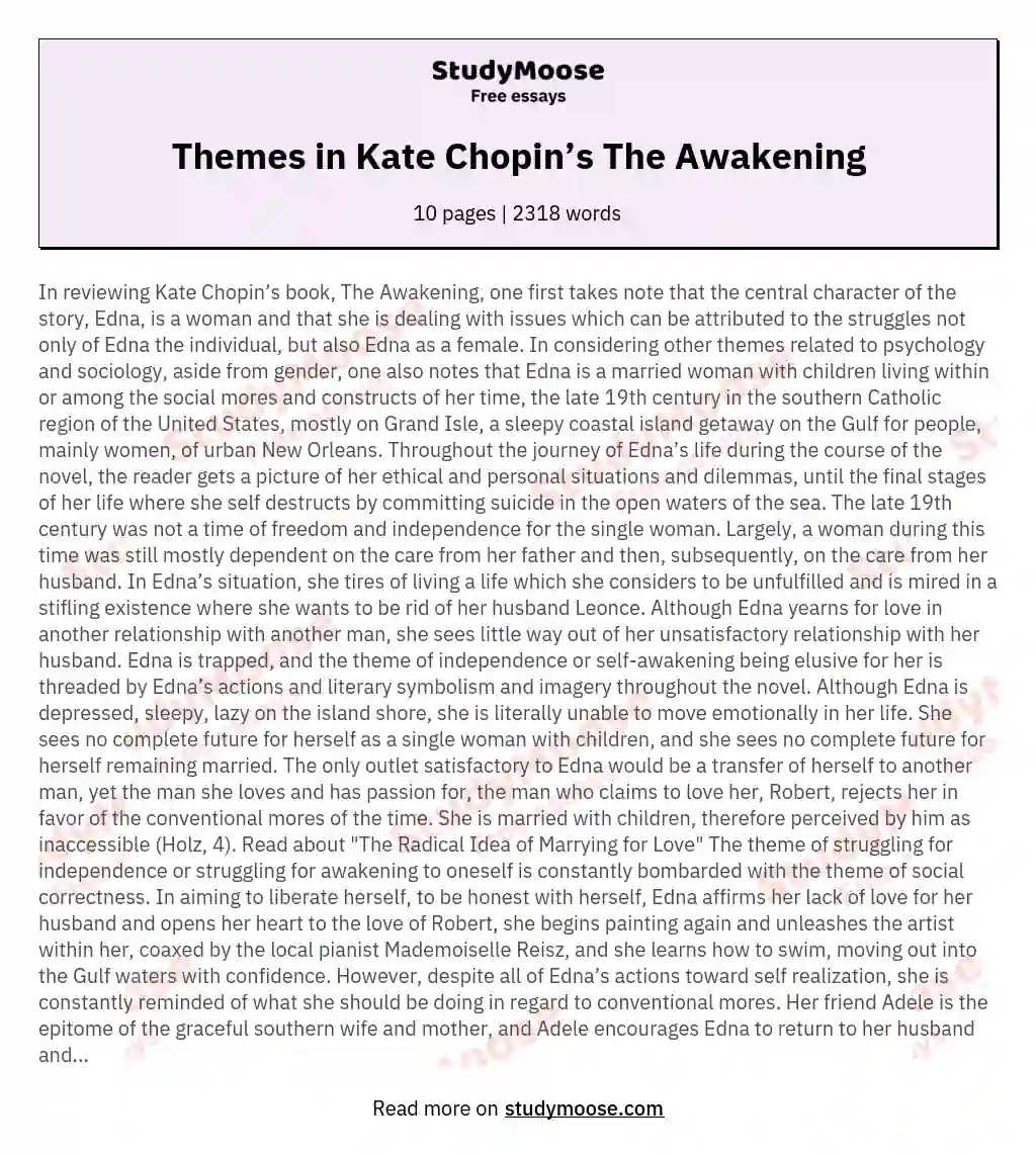 Themes in Kate Chopin’s The Awakening