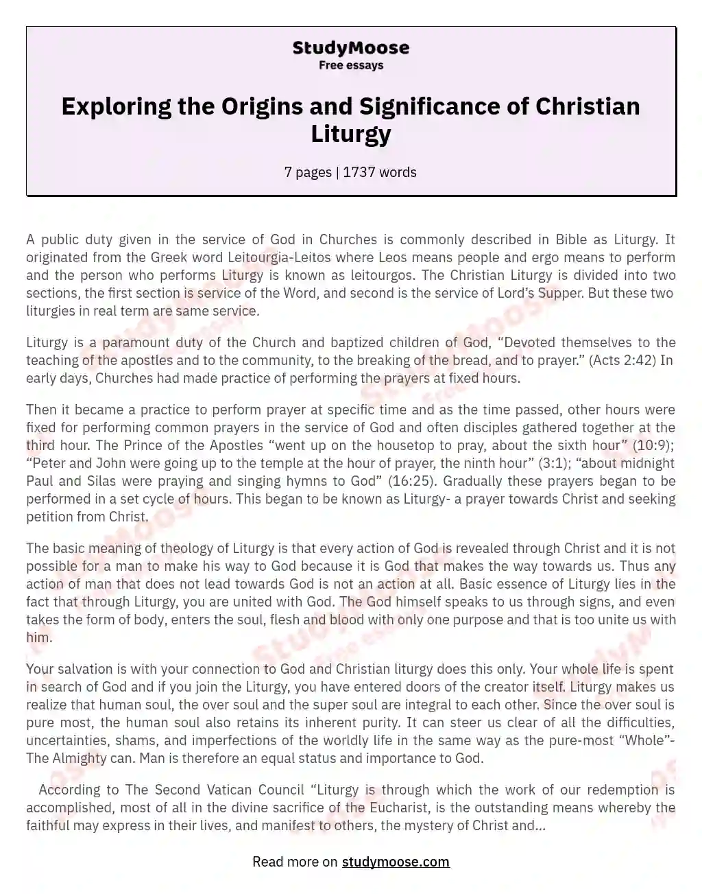 Exploring the Origins and Significance of Christian Liturgy essay