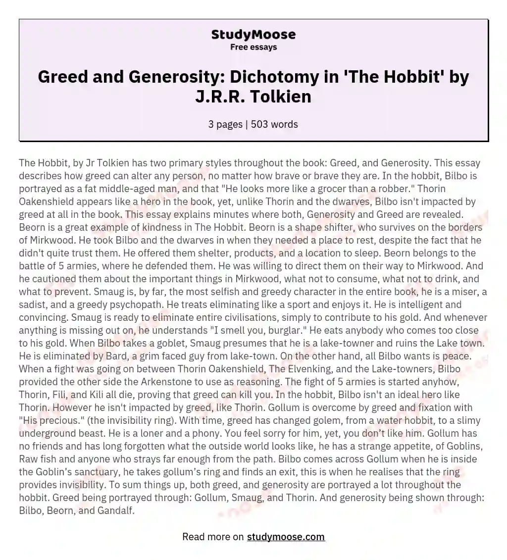 the hobbit essay