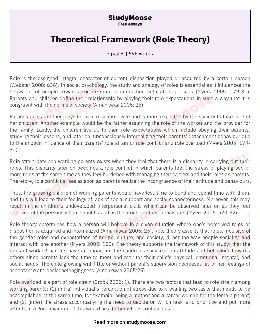 Theoretical Framework (Role Theory)