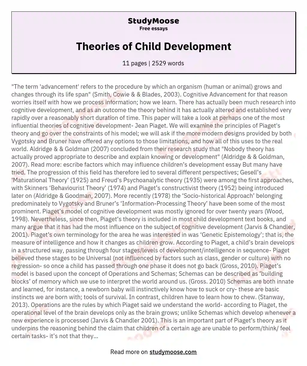 essay on child development theories