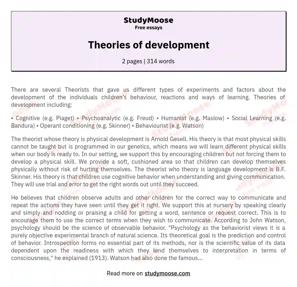 Theories of development essay