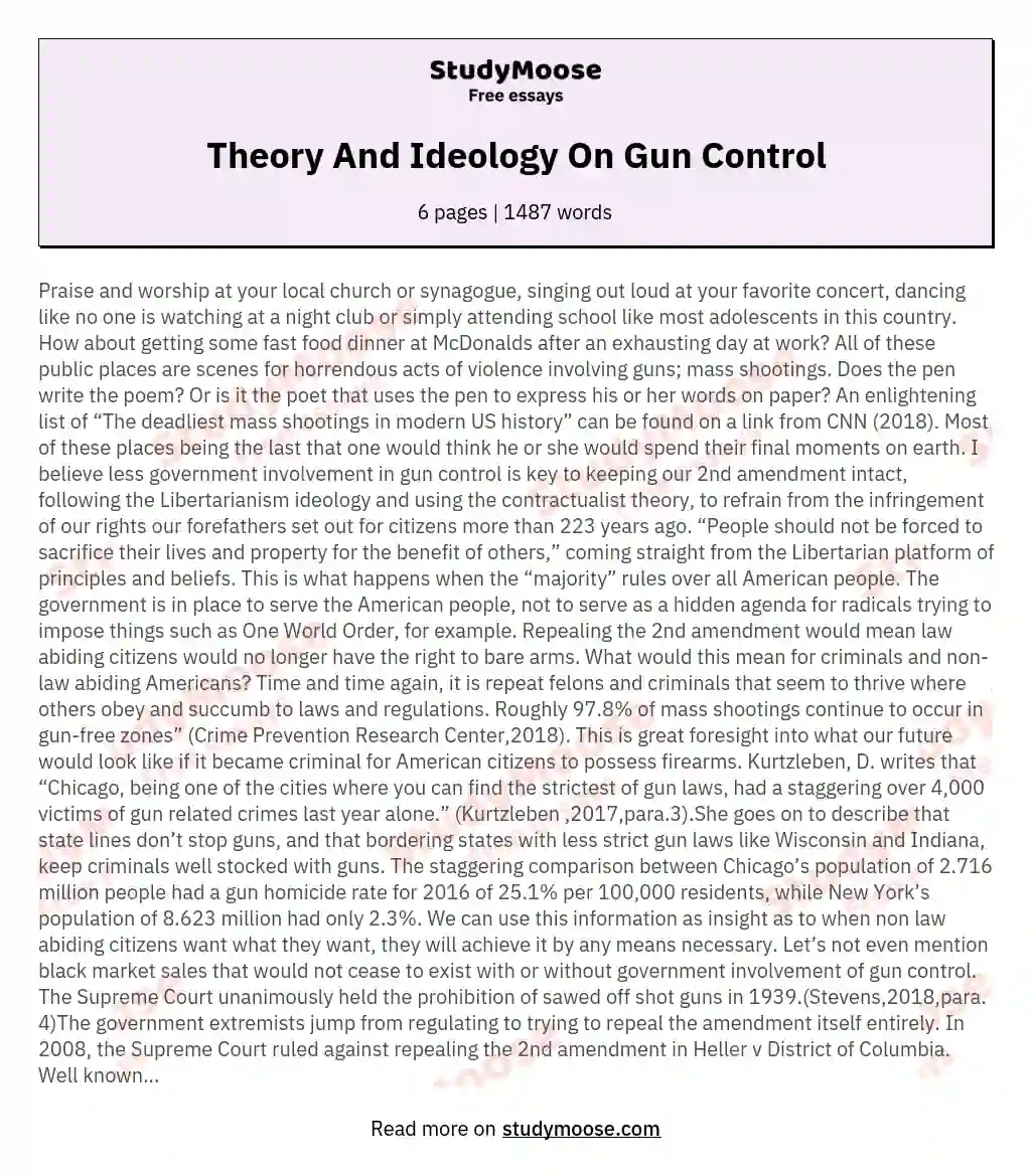 Theory And Ideology On Gun Control essay
