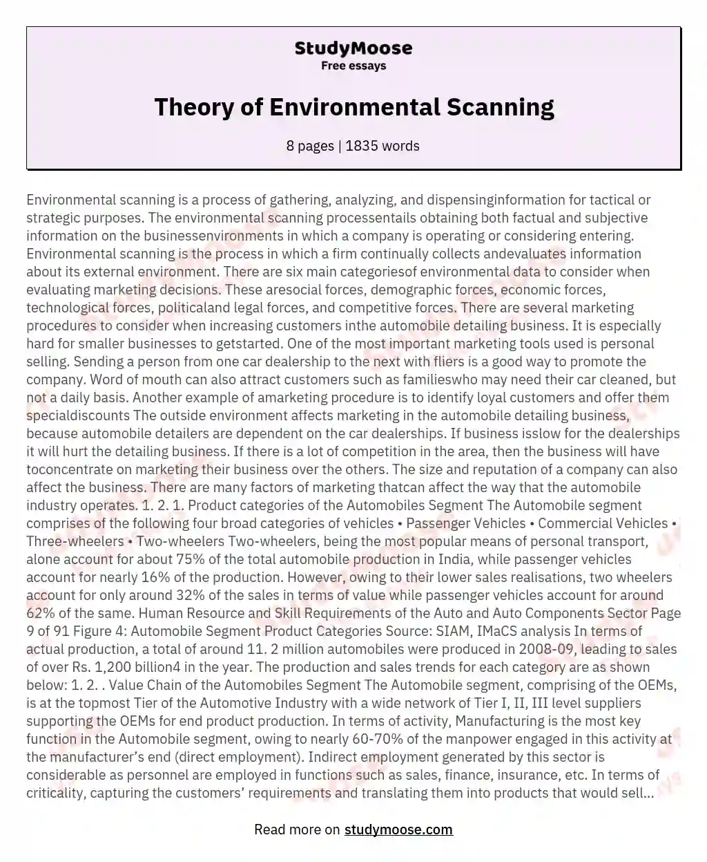 Theory of Environmental Scanning essay
