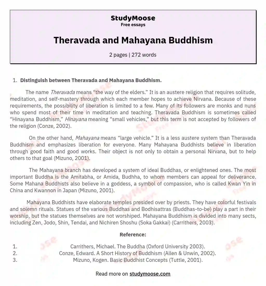 essay about mahayana buddhism