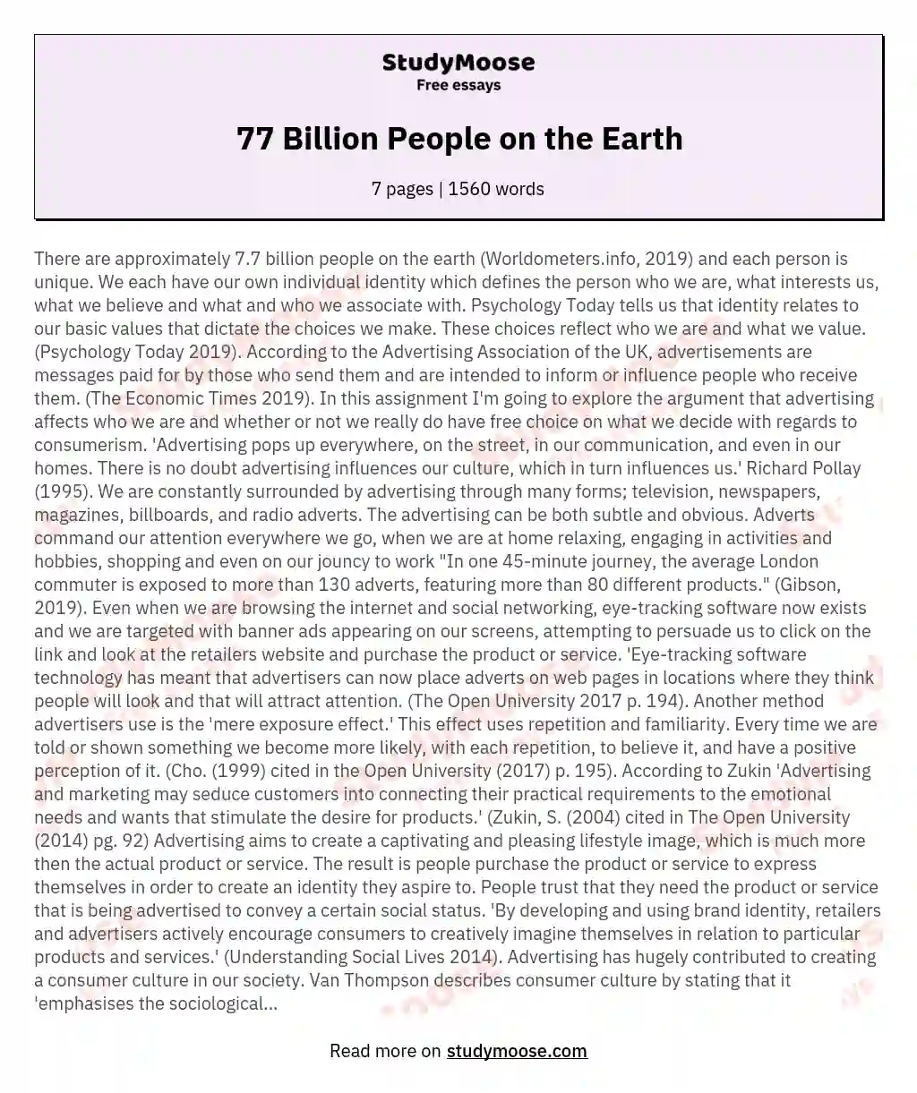 77 Billion People on the Earth