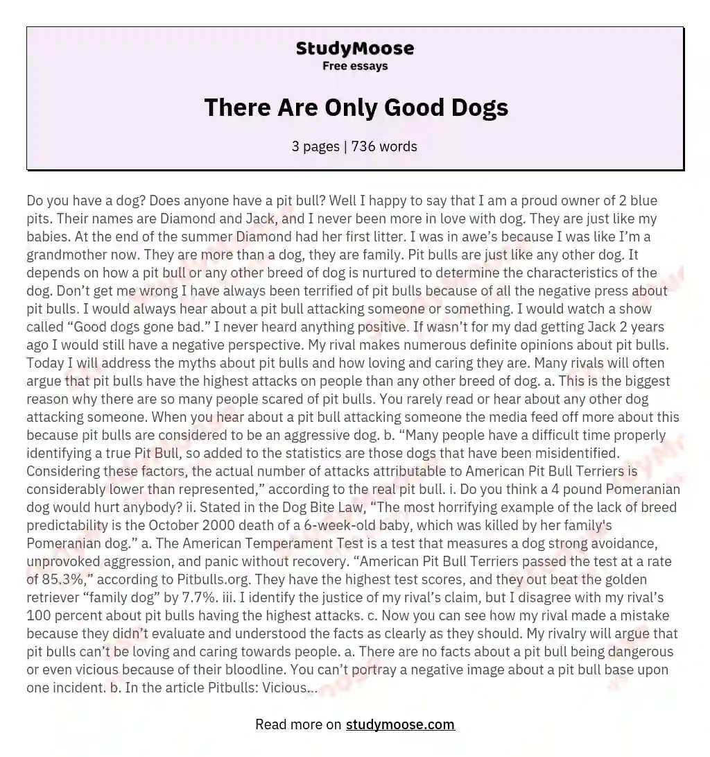 There Are Only Good Dogs essay