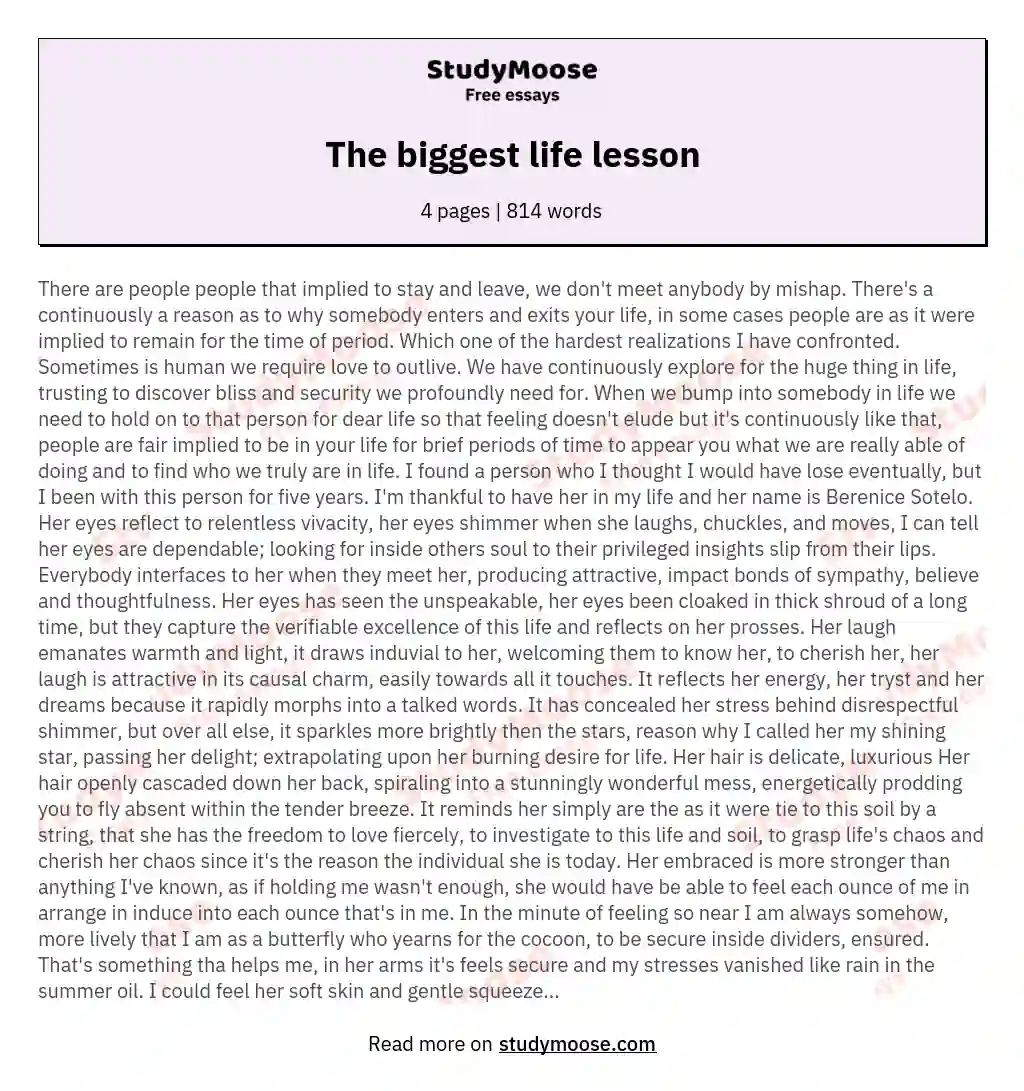 The biggest life lesson essay