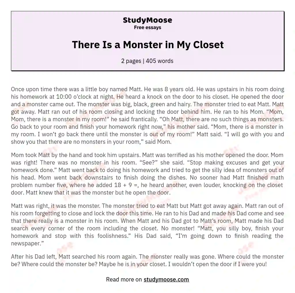 There Is a Monster in My Closet essay
