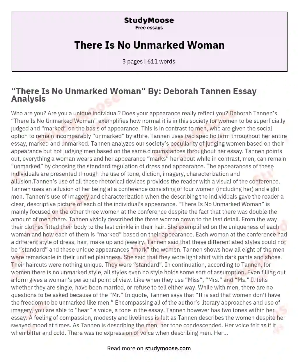 There Is No Unmarked Woman essay