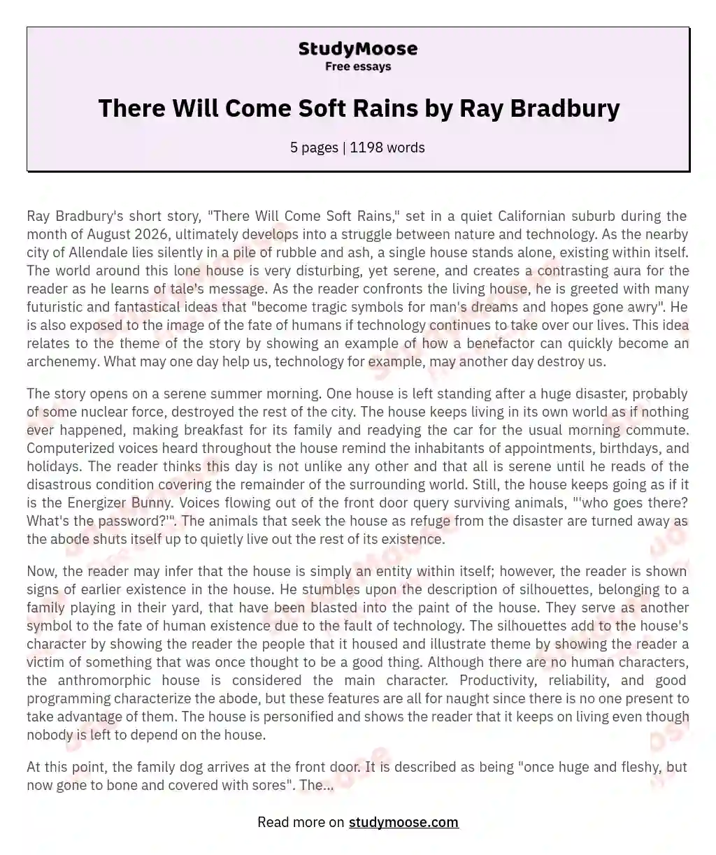 There Will Come Soft Rains by Ray Bradbury essay