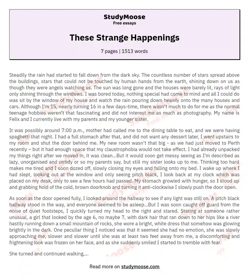 These Strange Happenings essay