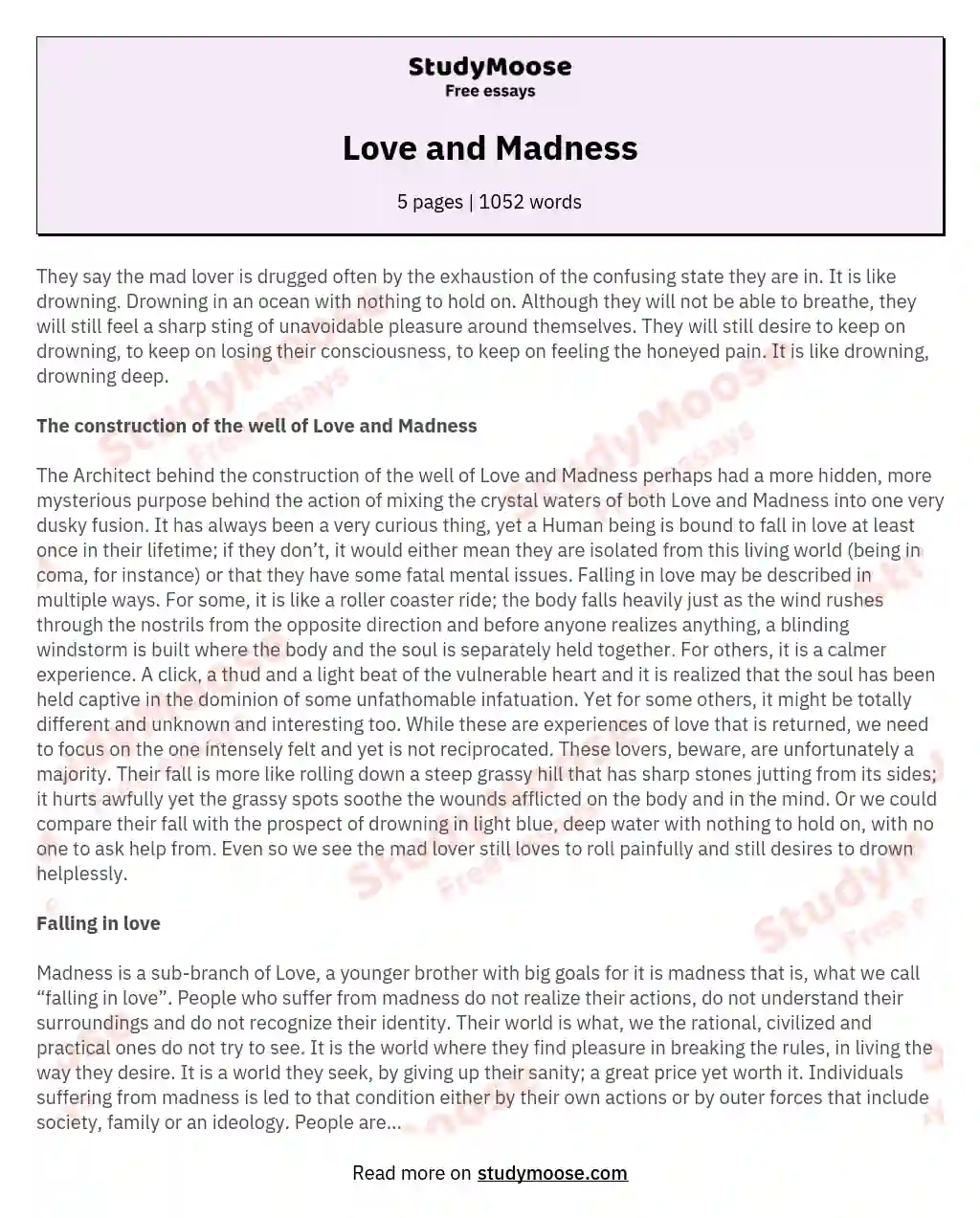 Love and Madness essay
