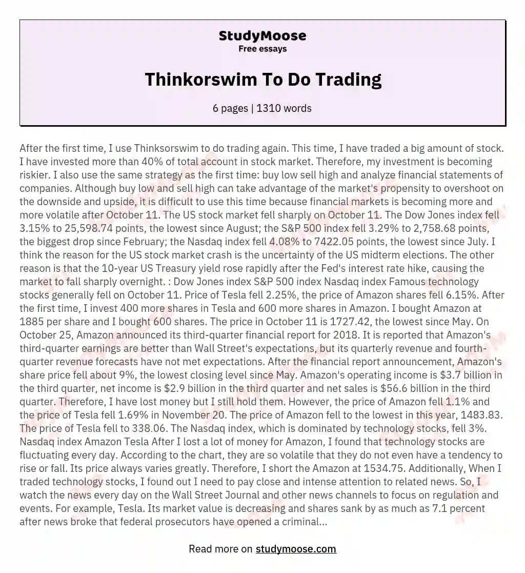 Thinkorswim To Do Trading