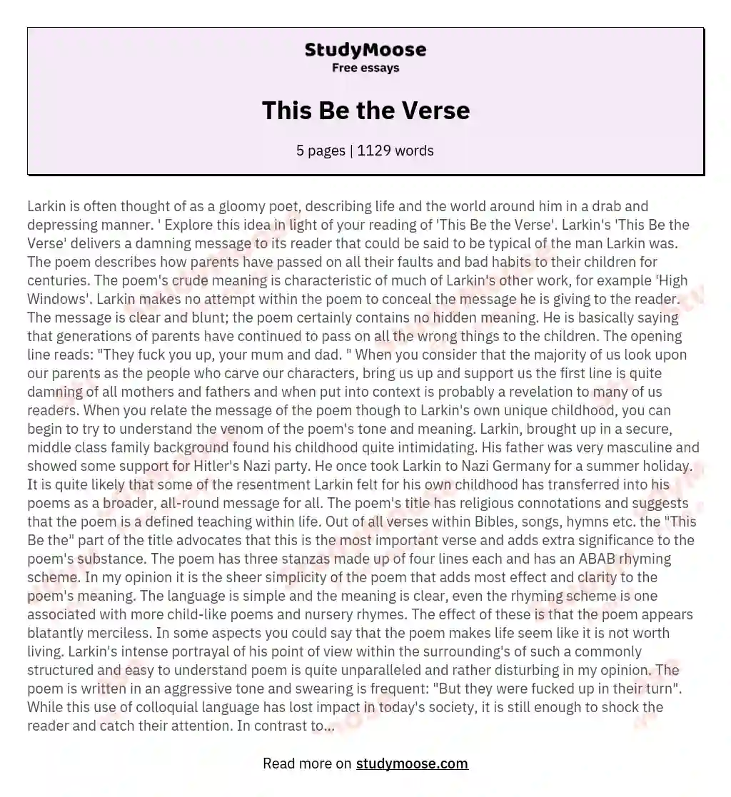 The Legacy of Faults: Unraveling Larkin's "This Be the Verse" essay