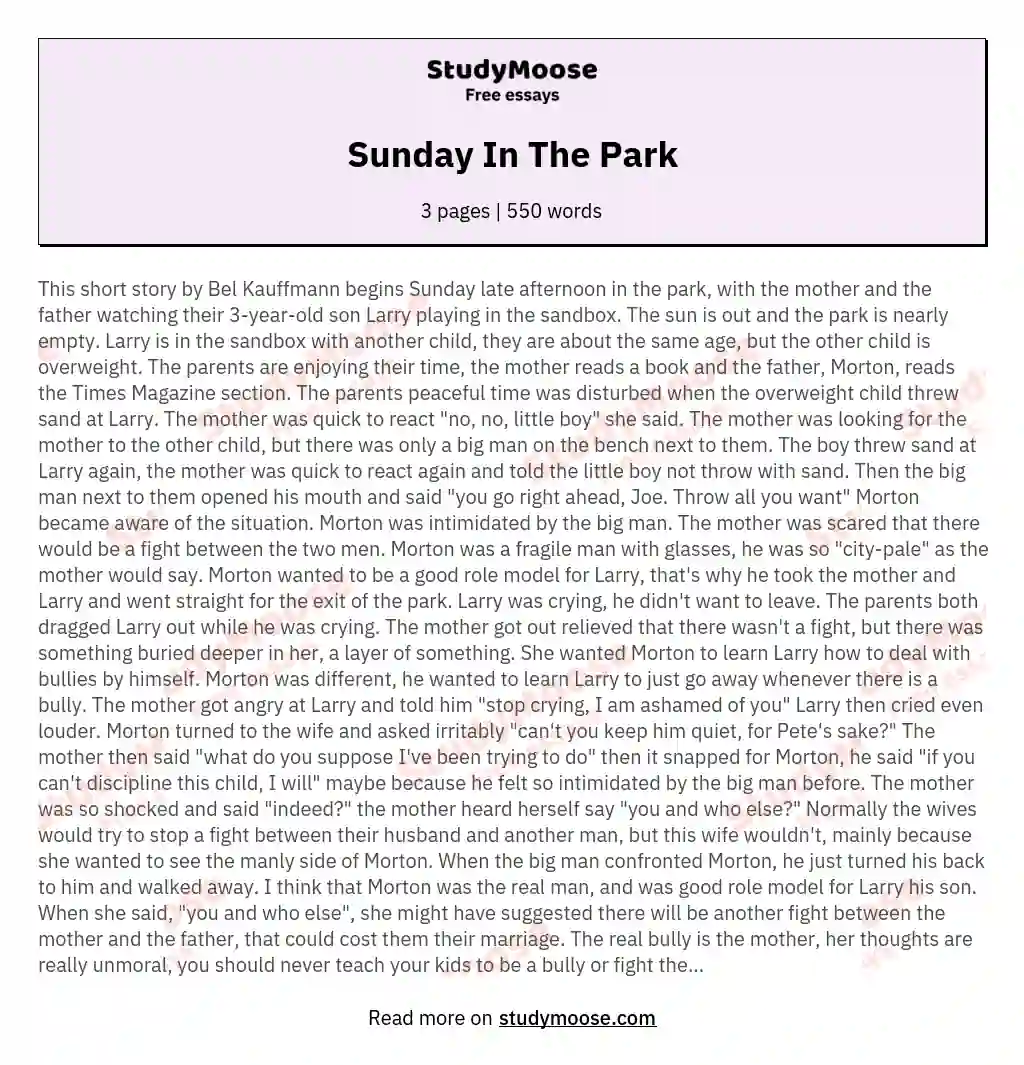 Sunday In The Park essay