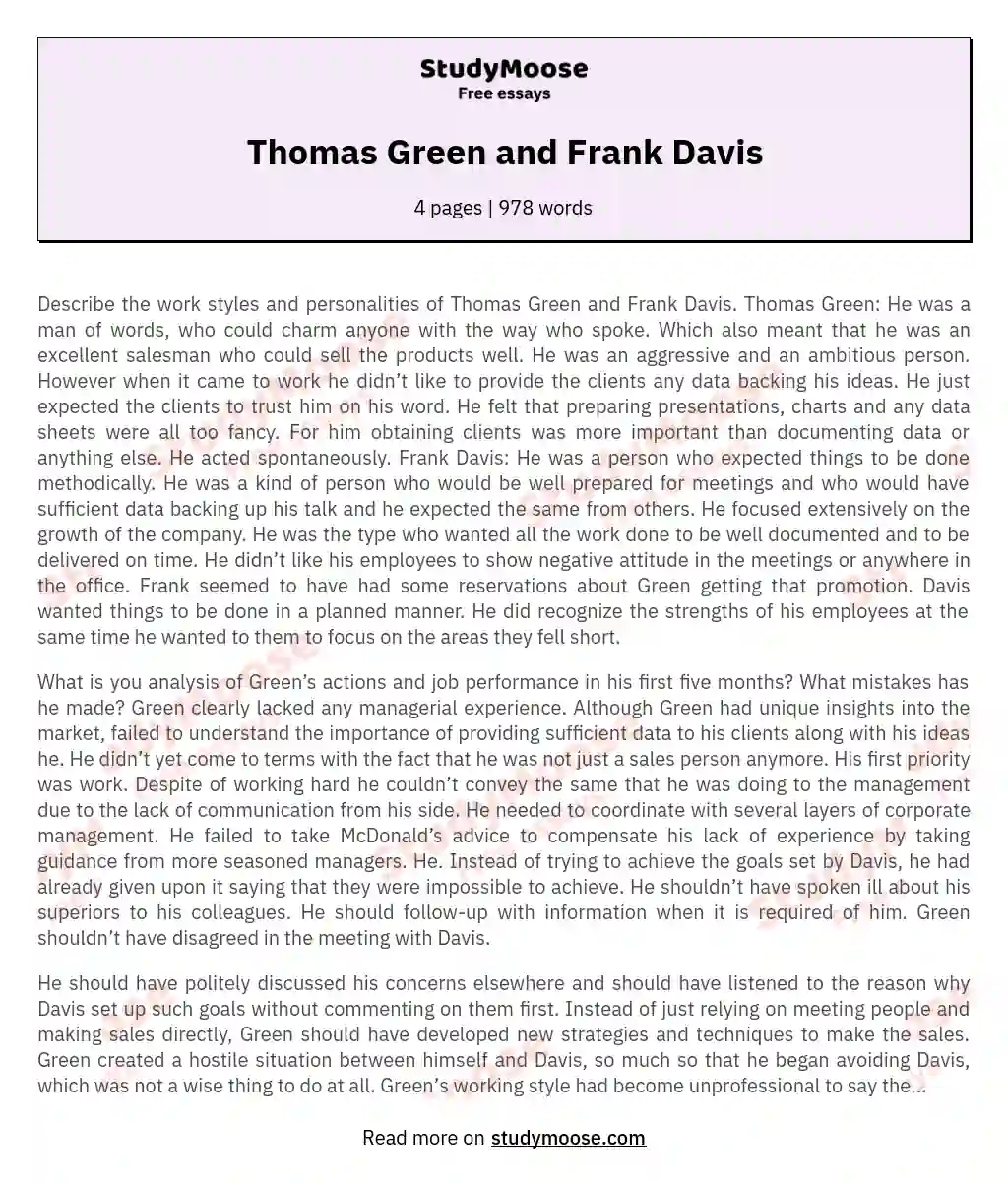 Thomas Green and Frank Davis