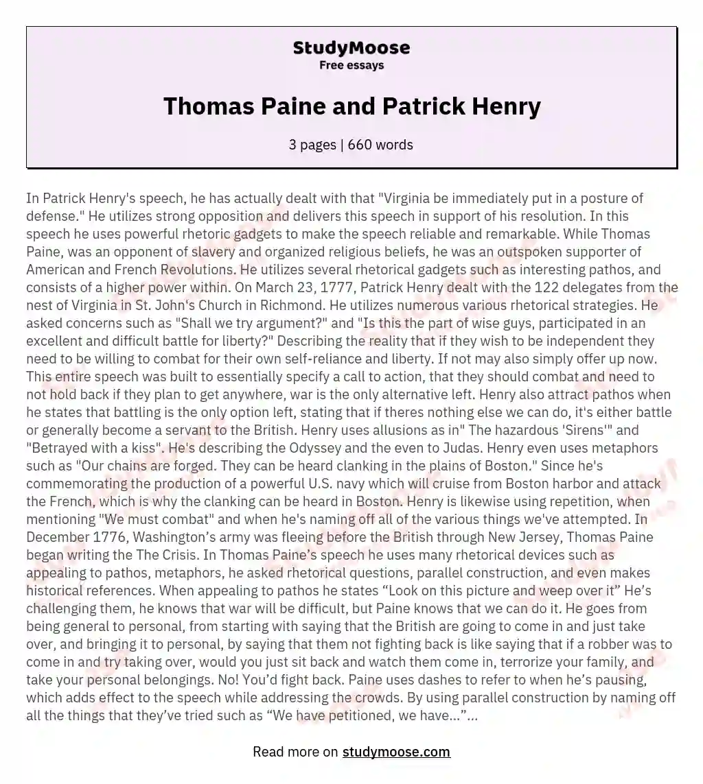 Thomas Paine and Patrick Henry