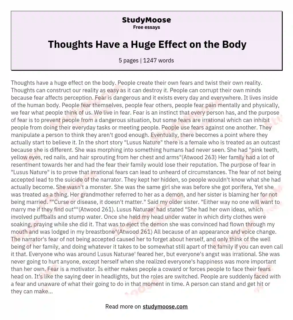 Thoughts Have a Huge Effect on the Body essay