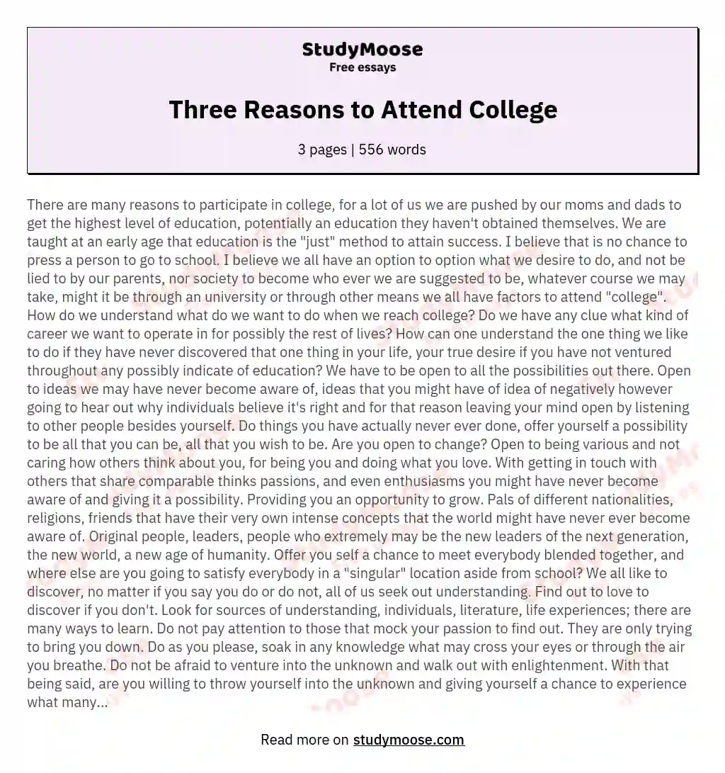 Three Reasons to Attend College essay