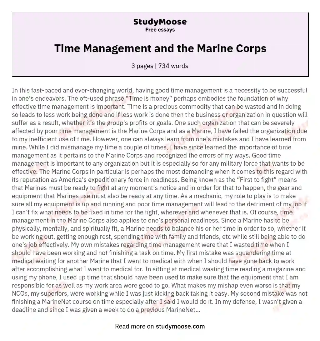 Time Management and the Marine Corps essay