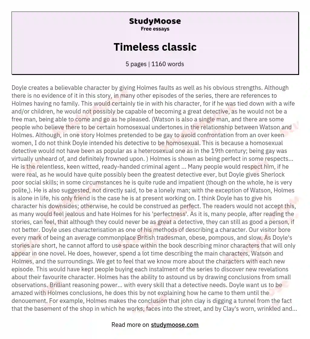 Timeless classic essay