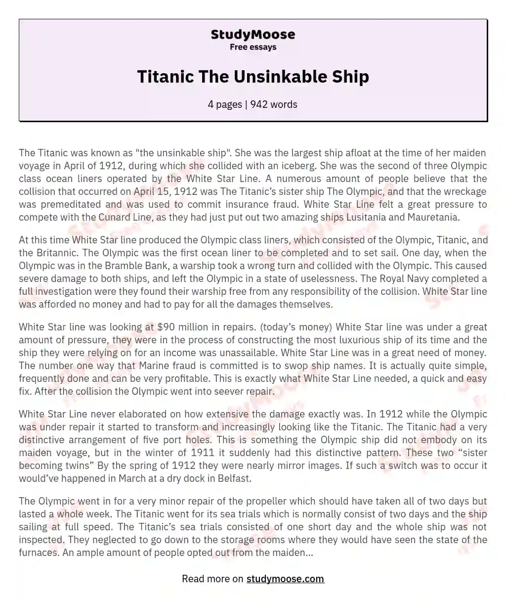 essay on titanic in english