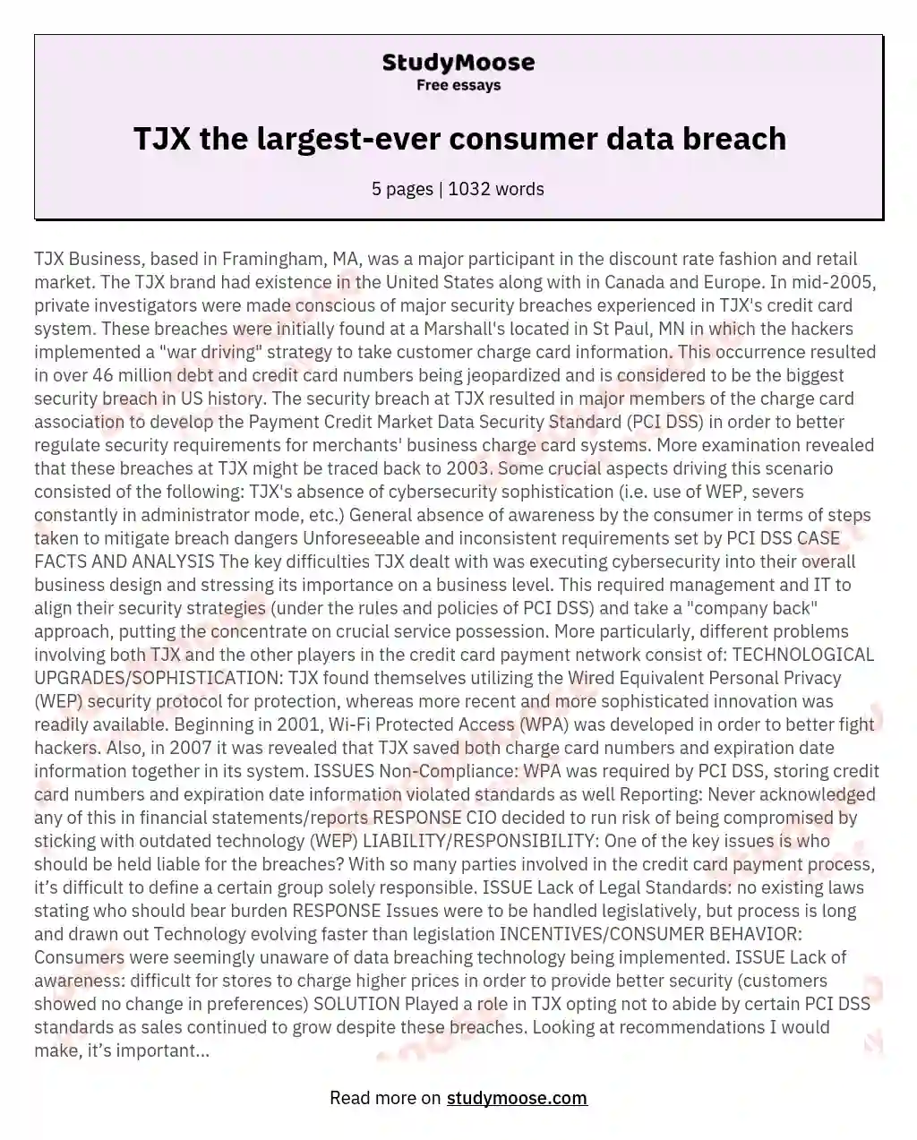 TJX the largest-ever consumer data breach