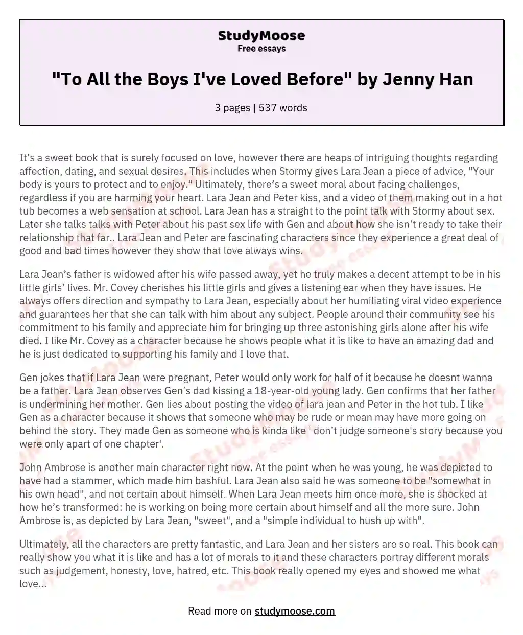 "To All the Boys I've Loved Before" by Jenny Han