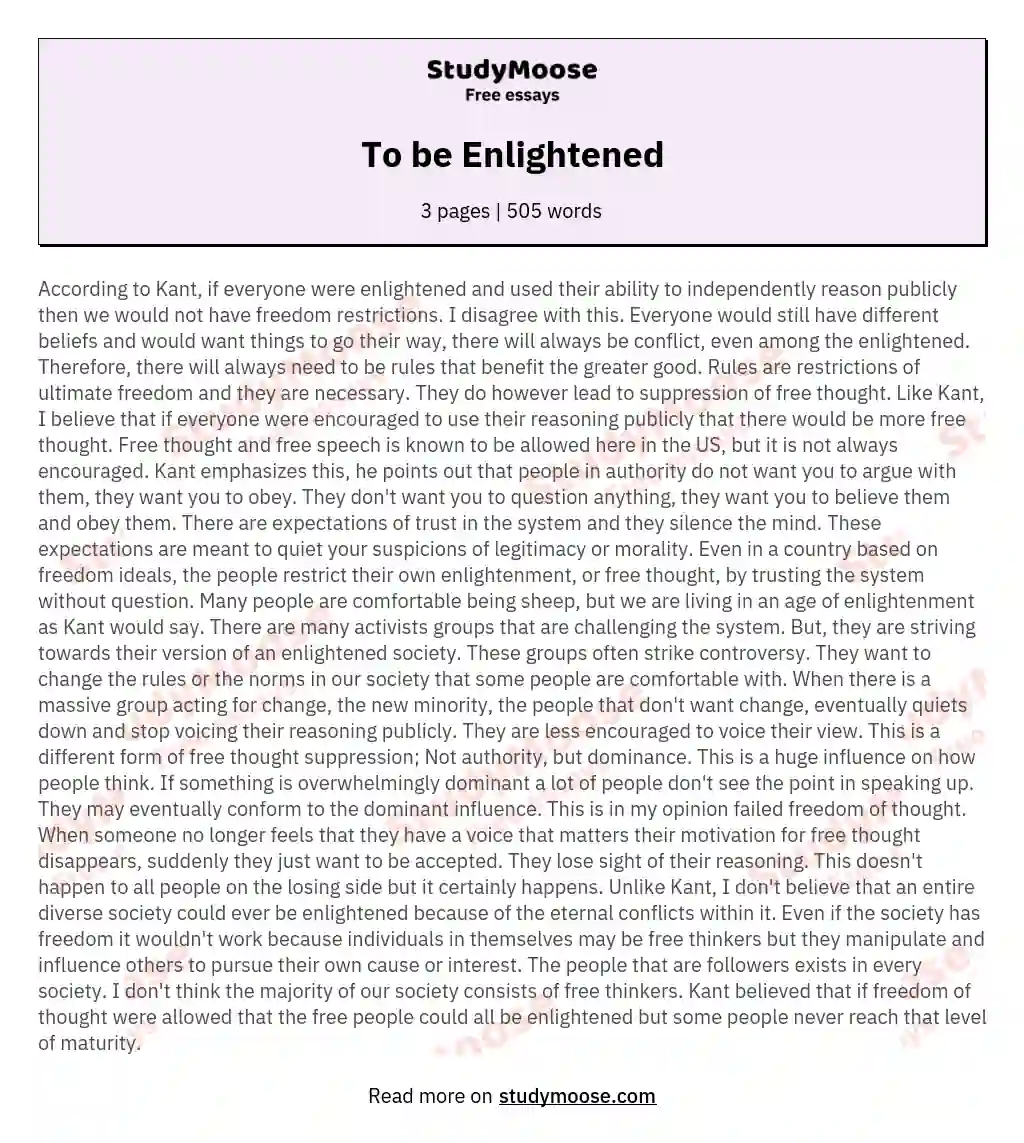 To be Enlightened essay