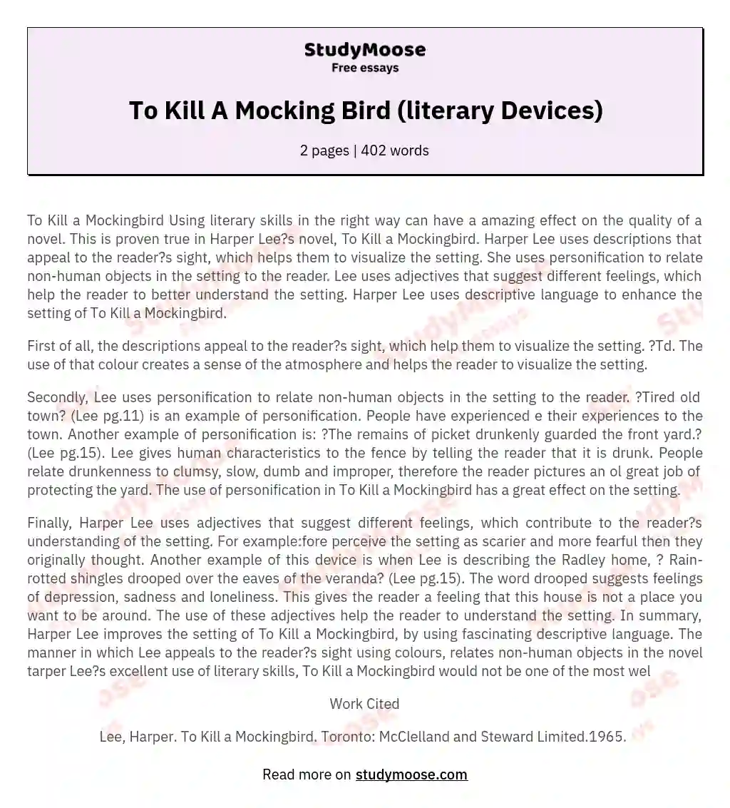 stylistic analysis to kill a mockingbird