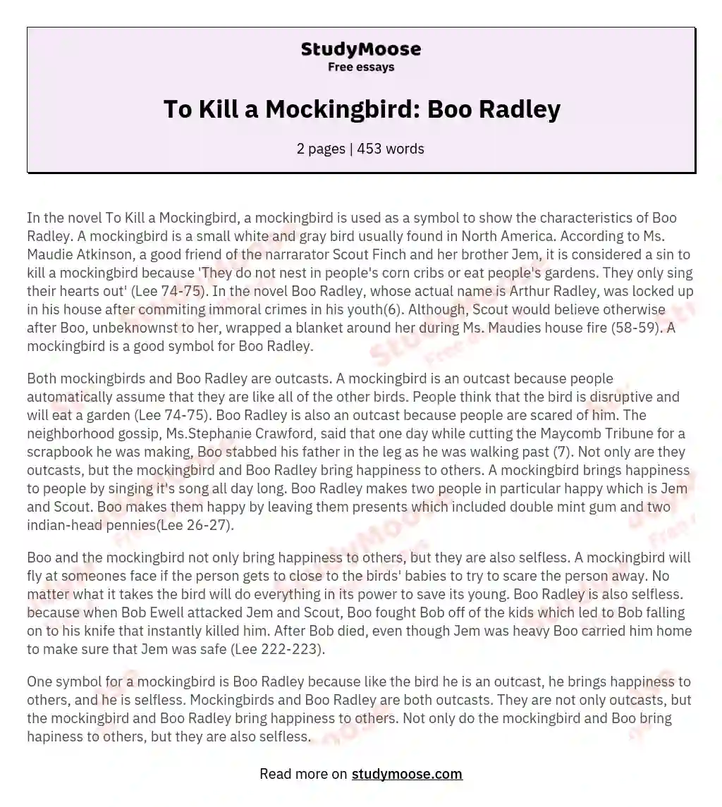 To Kill a Mockingbird: Boo Radley