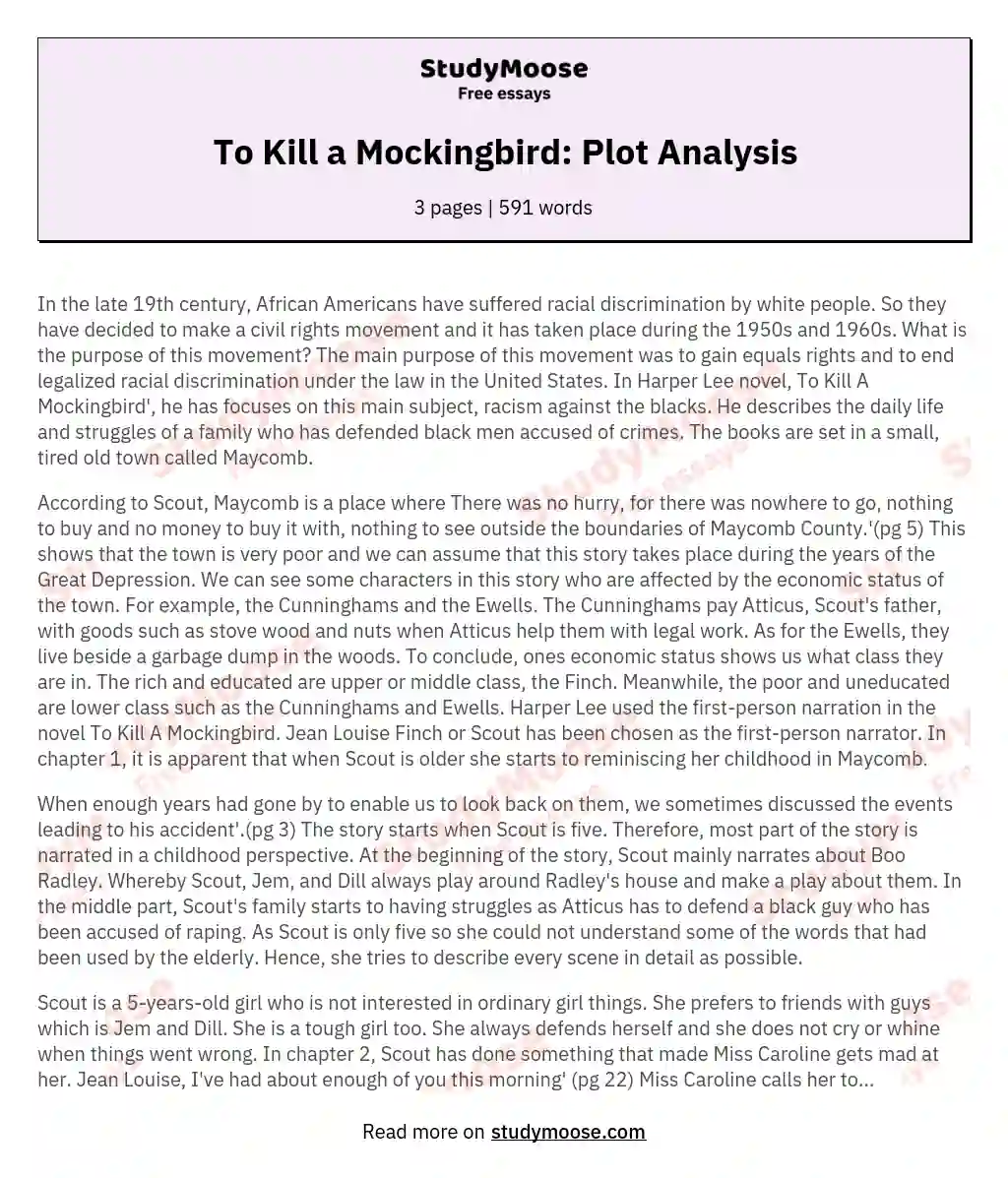 To Kill a Mockingbird: Plot Analysis