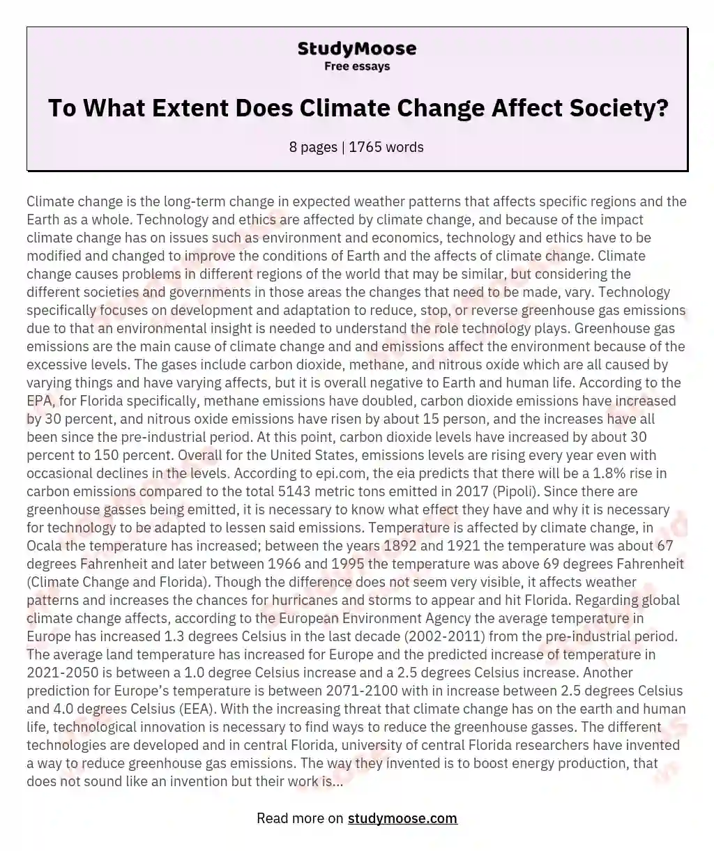 To What Extent Does Climate Change Affect Society? essay