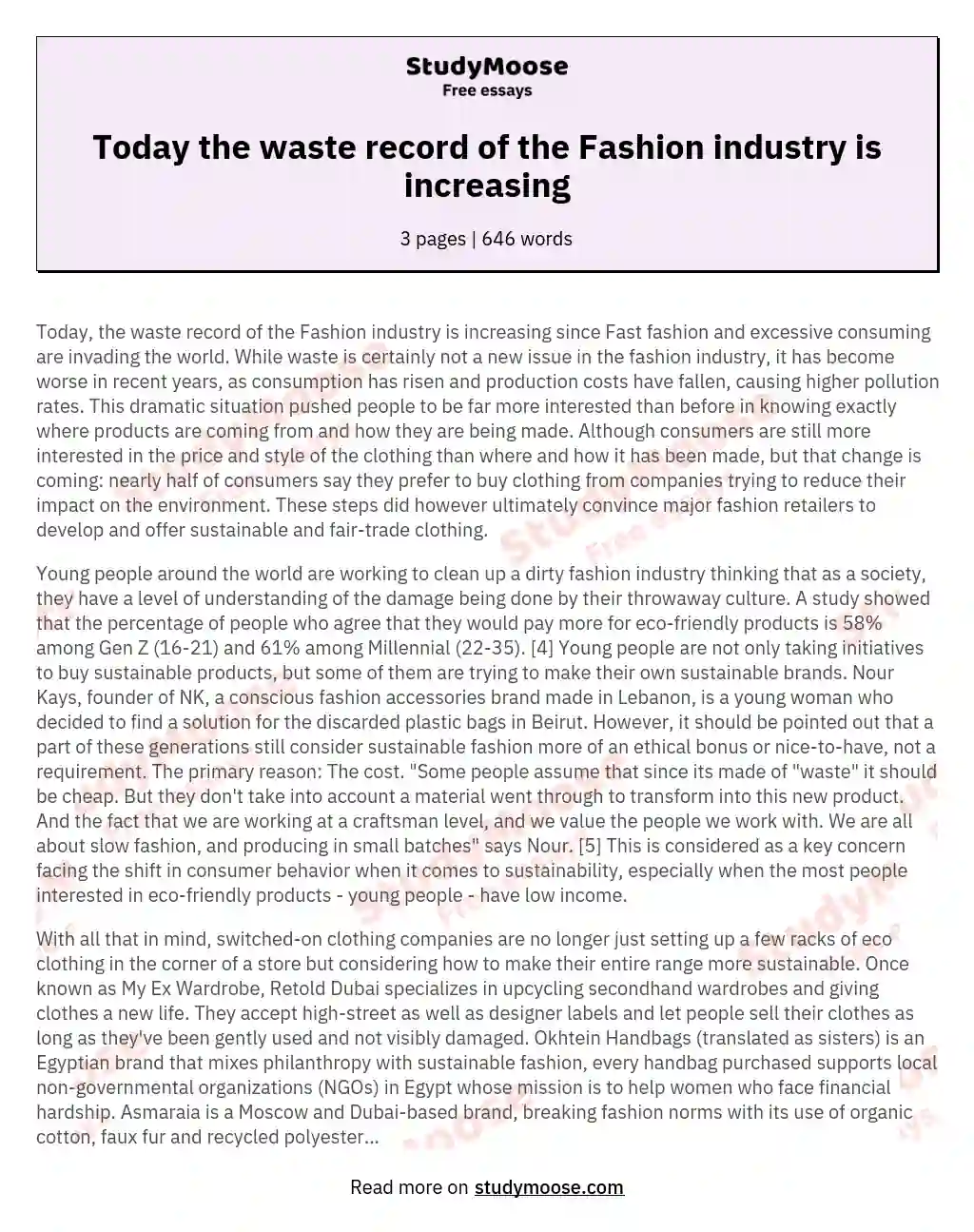 the fashion industry essay