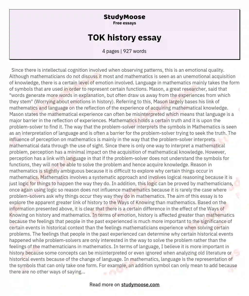 TOK history essay
