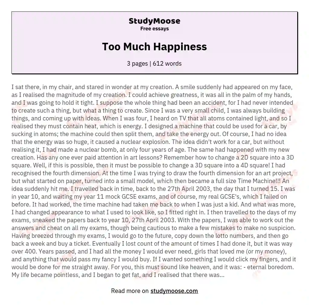 Too Much Happiness essay