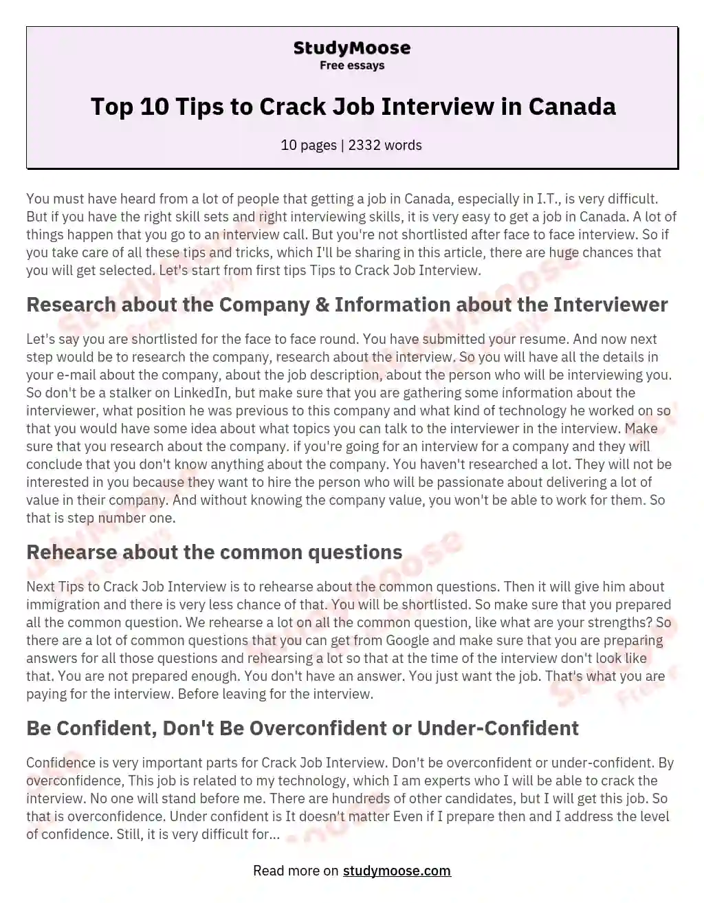 Top 10 Tips to Crack Job Interview in Canada