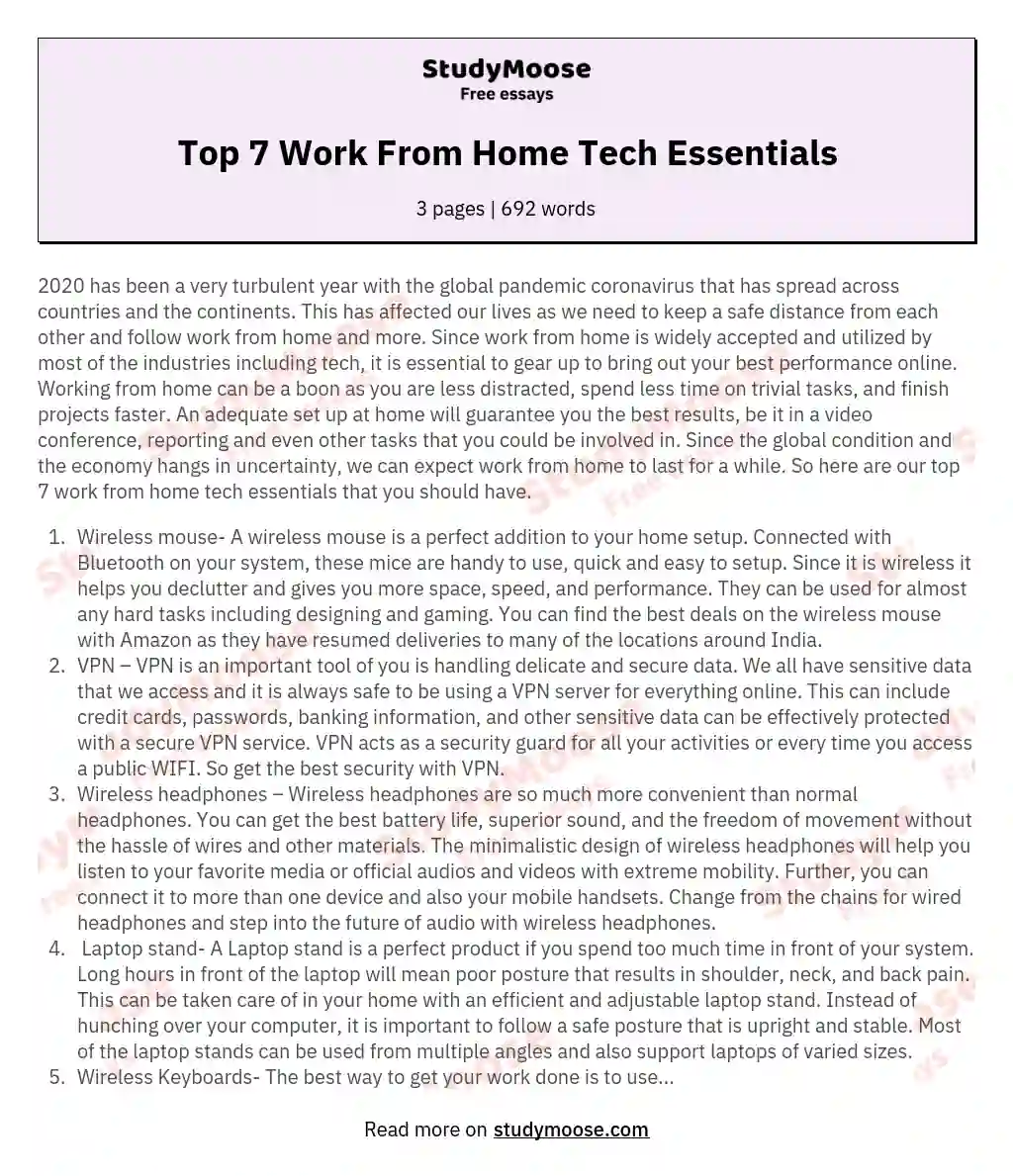 Top 7 Work From Home Tech Essentials