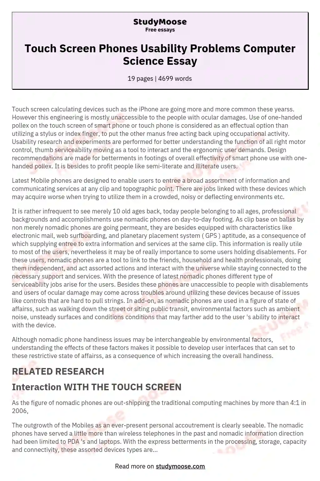Touch Screen Phones Usability Problems Computer Science Essay