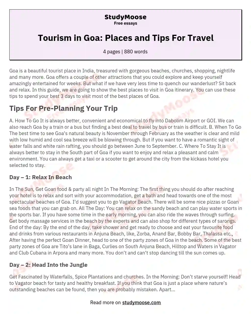 tourism for all essay