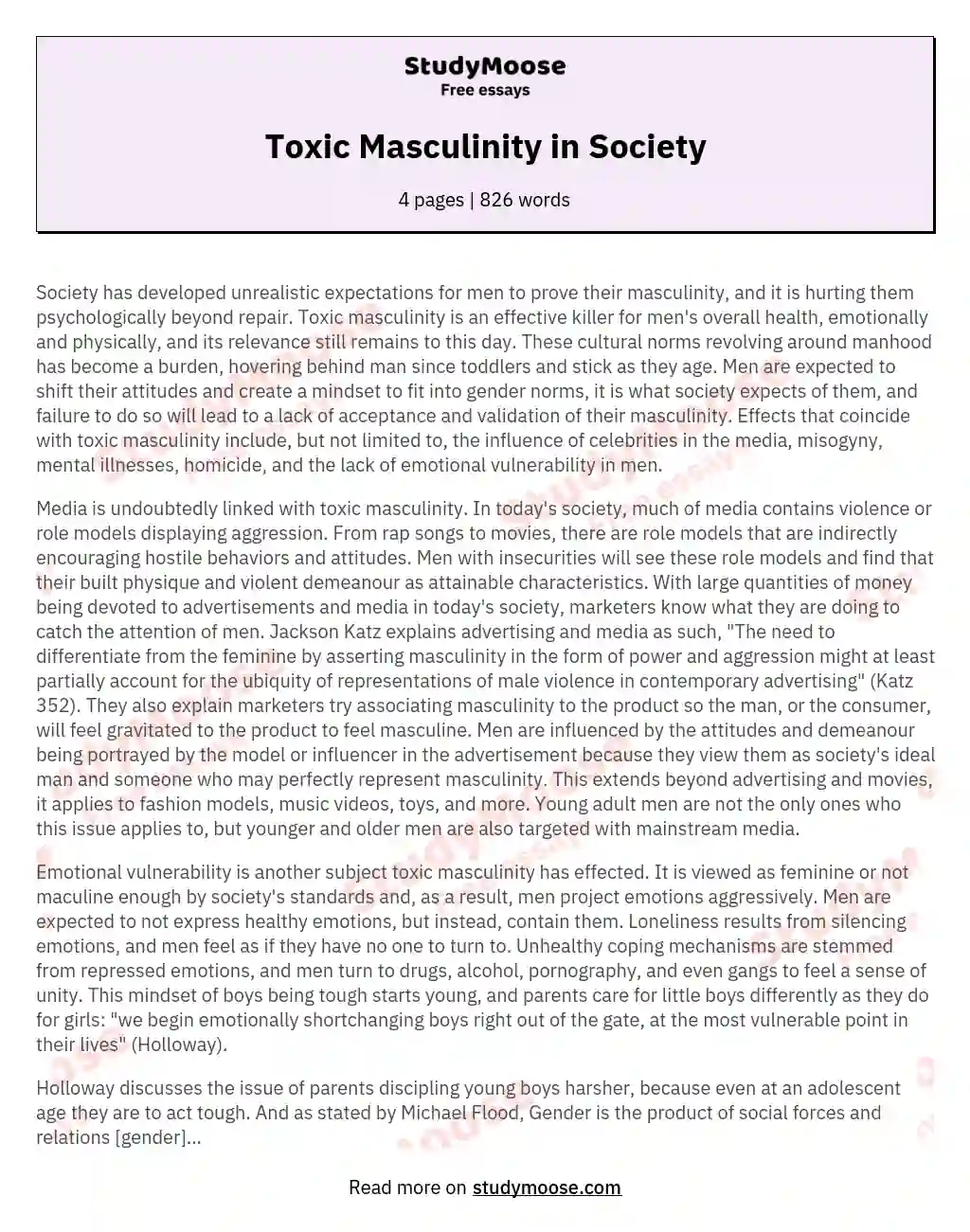 Toxic Masculinity in Society