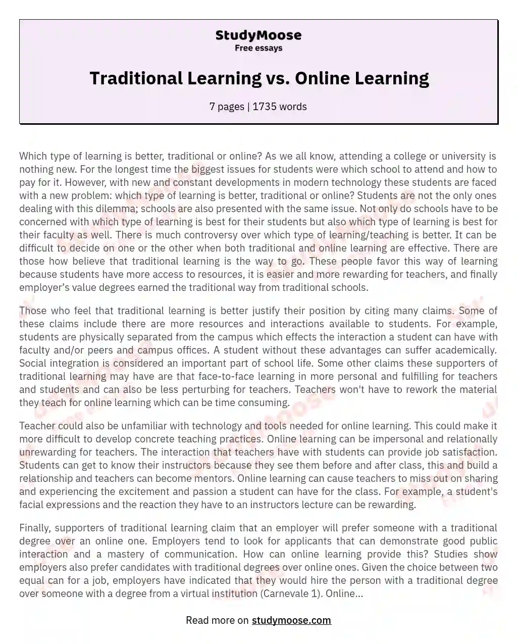 essay topics about online learning