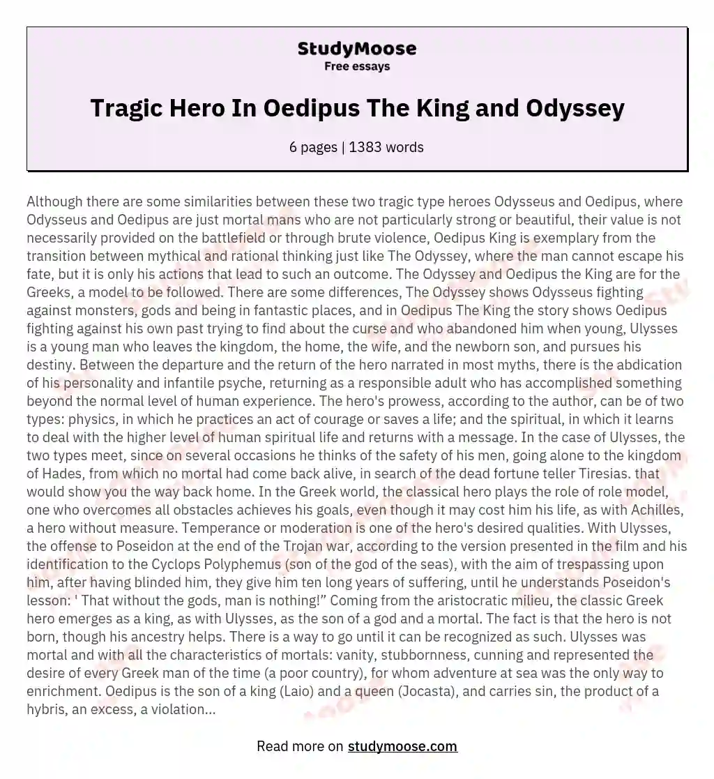 tragic hero oedipus essay