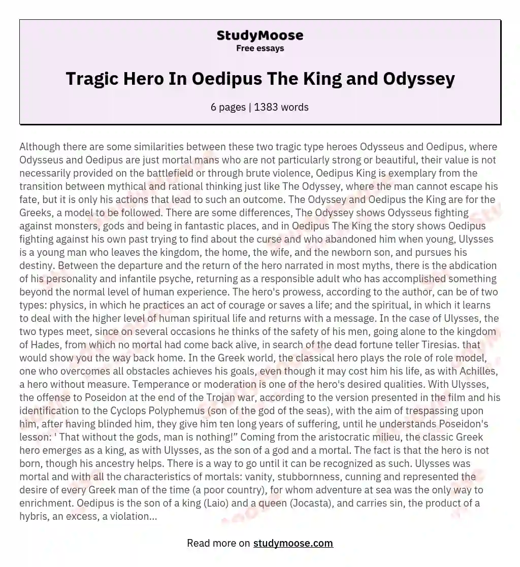 oedipus the king summary essay