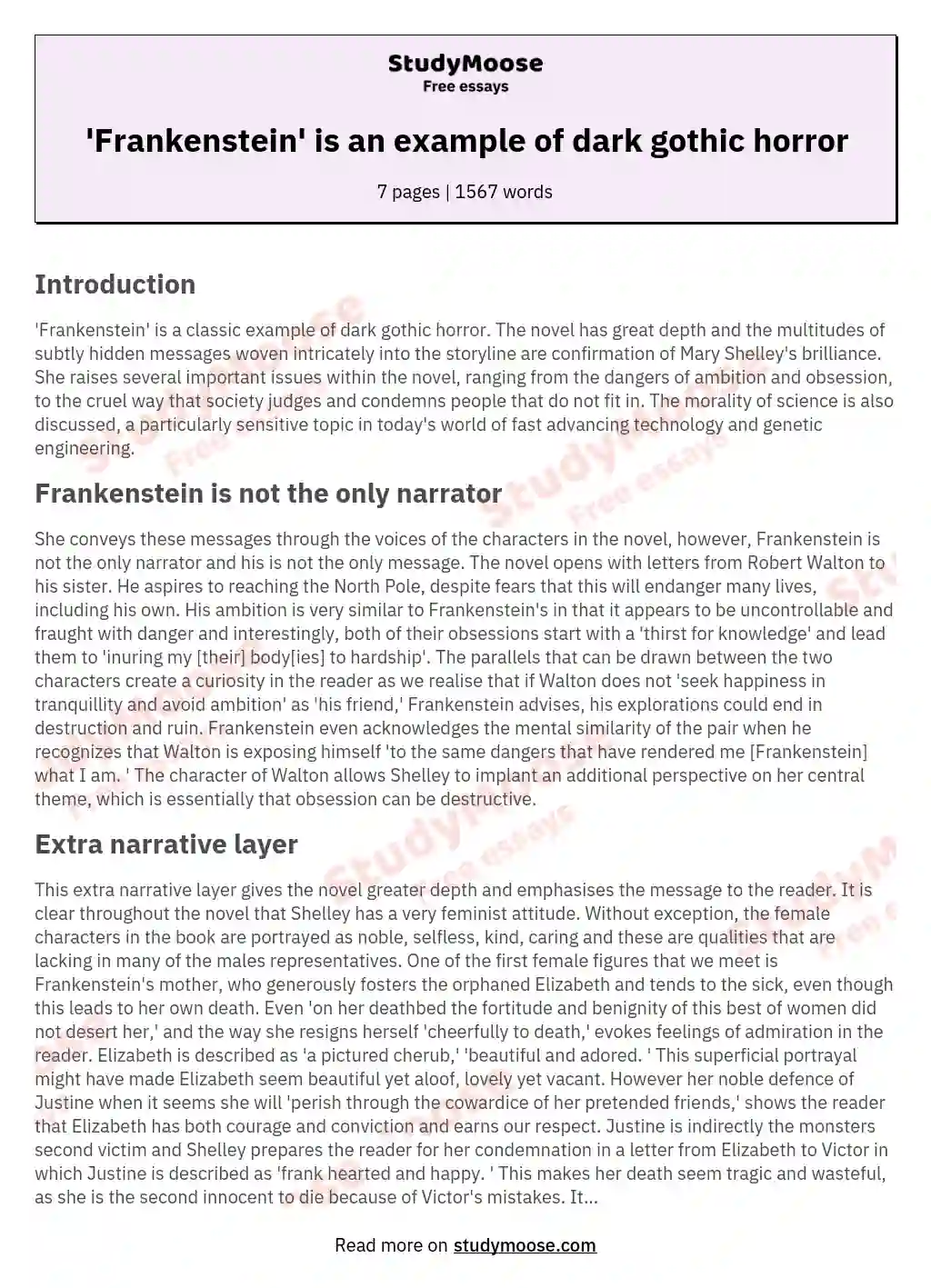 'Frankenstein' is an example of dark gothic horror